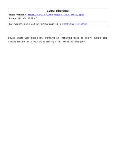 Free 2 Day Seville Itinerary Template to Edit Online