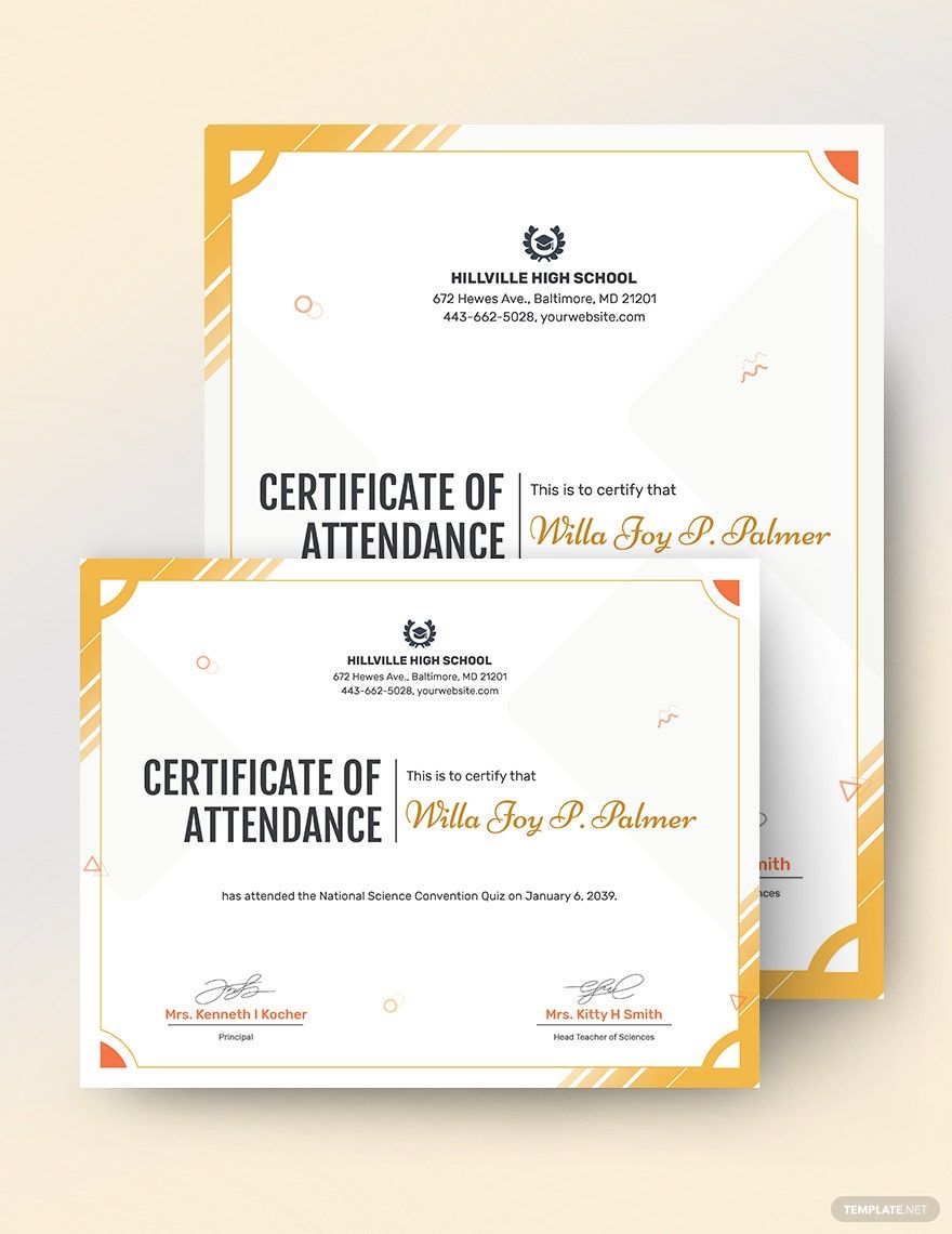 Printable Certificate Of Attendance Template