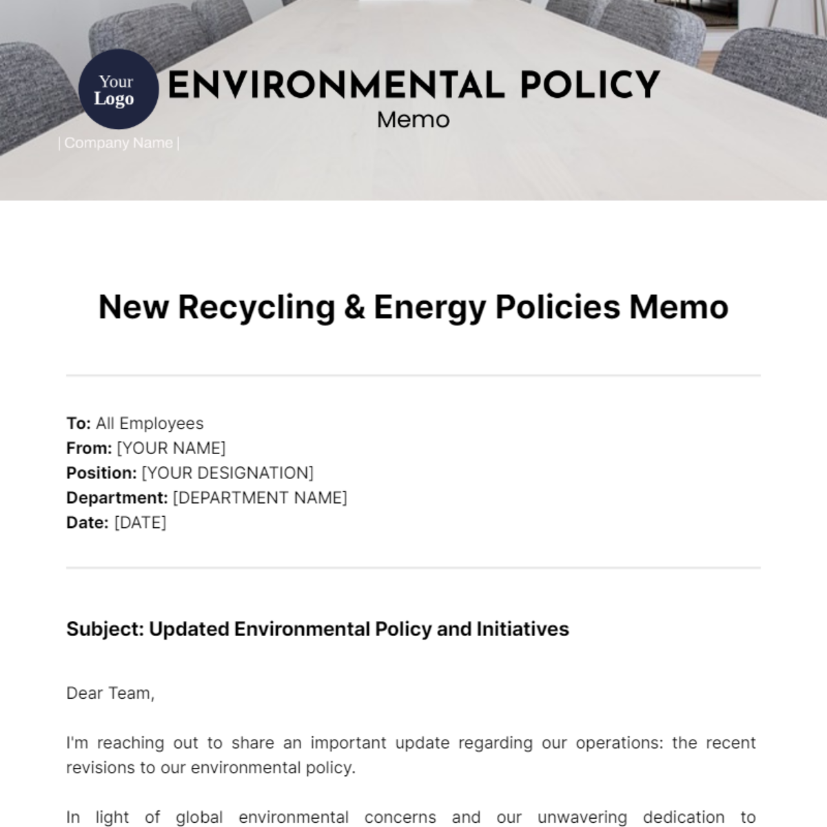 Environmental Policy Memo Template