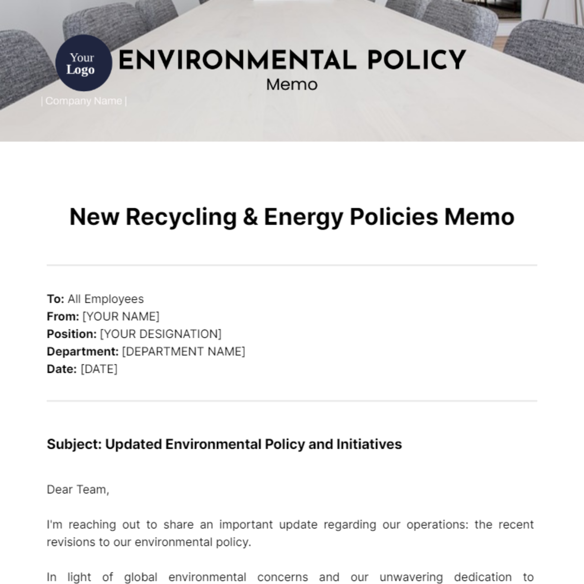 Free Environmental Policy Memo Template To Edit Online