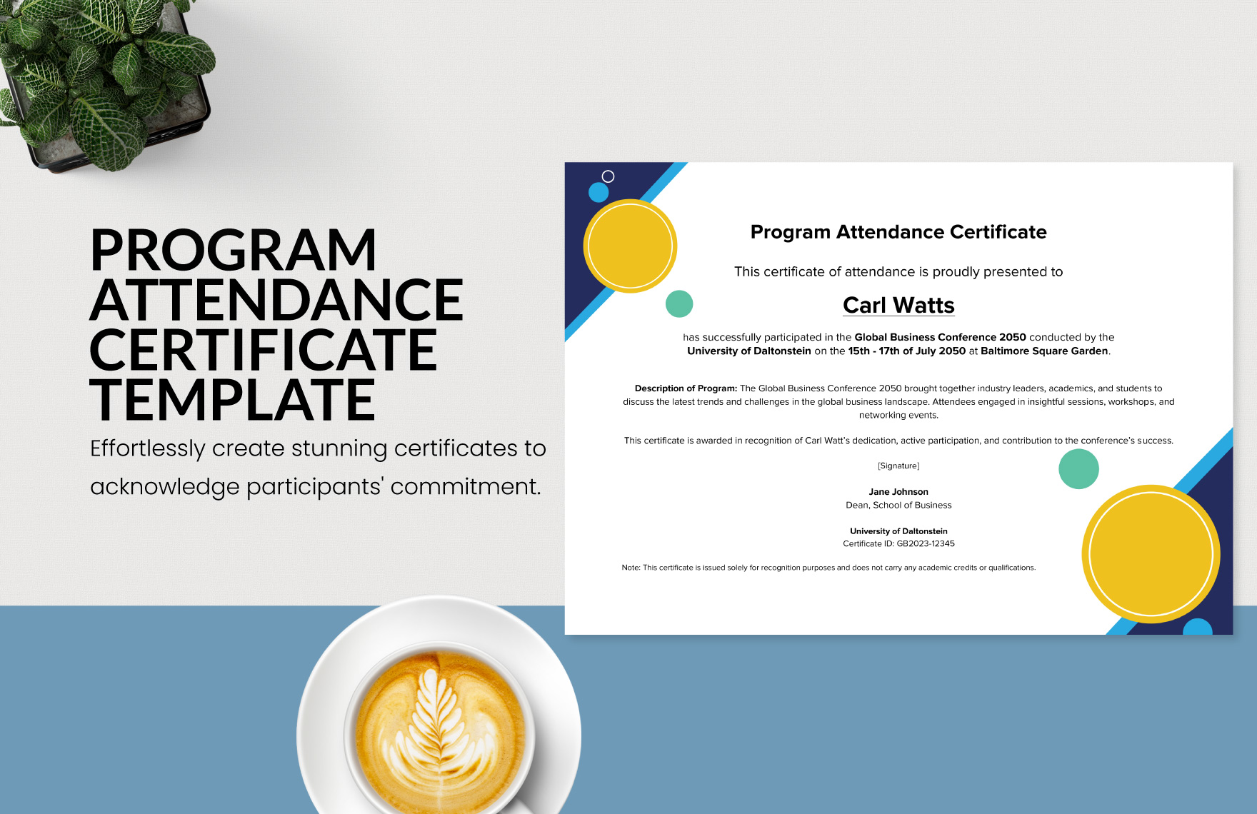 Program Attendance Certificate Template in Word, Google Docs, Google Docs, PDF, PSD, Apple Pages, Publisher