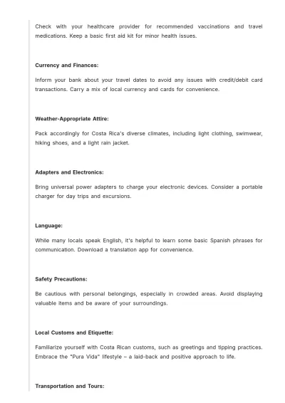Free Costa Rica Honeymoon Itinerary Template to Edit Online