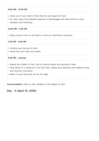 Free Corsica Itinerary Template to Edit Online
