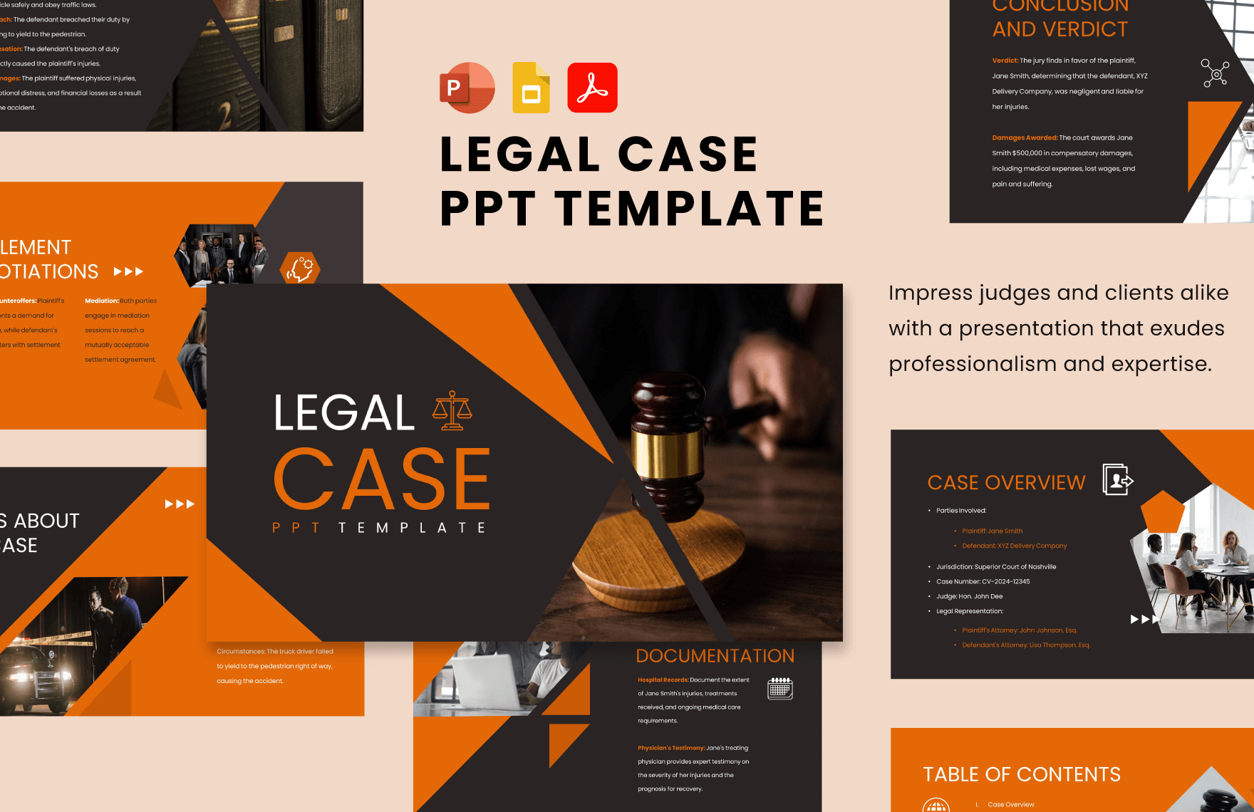 Legal Case Presentation PPT Template