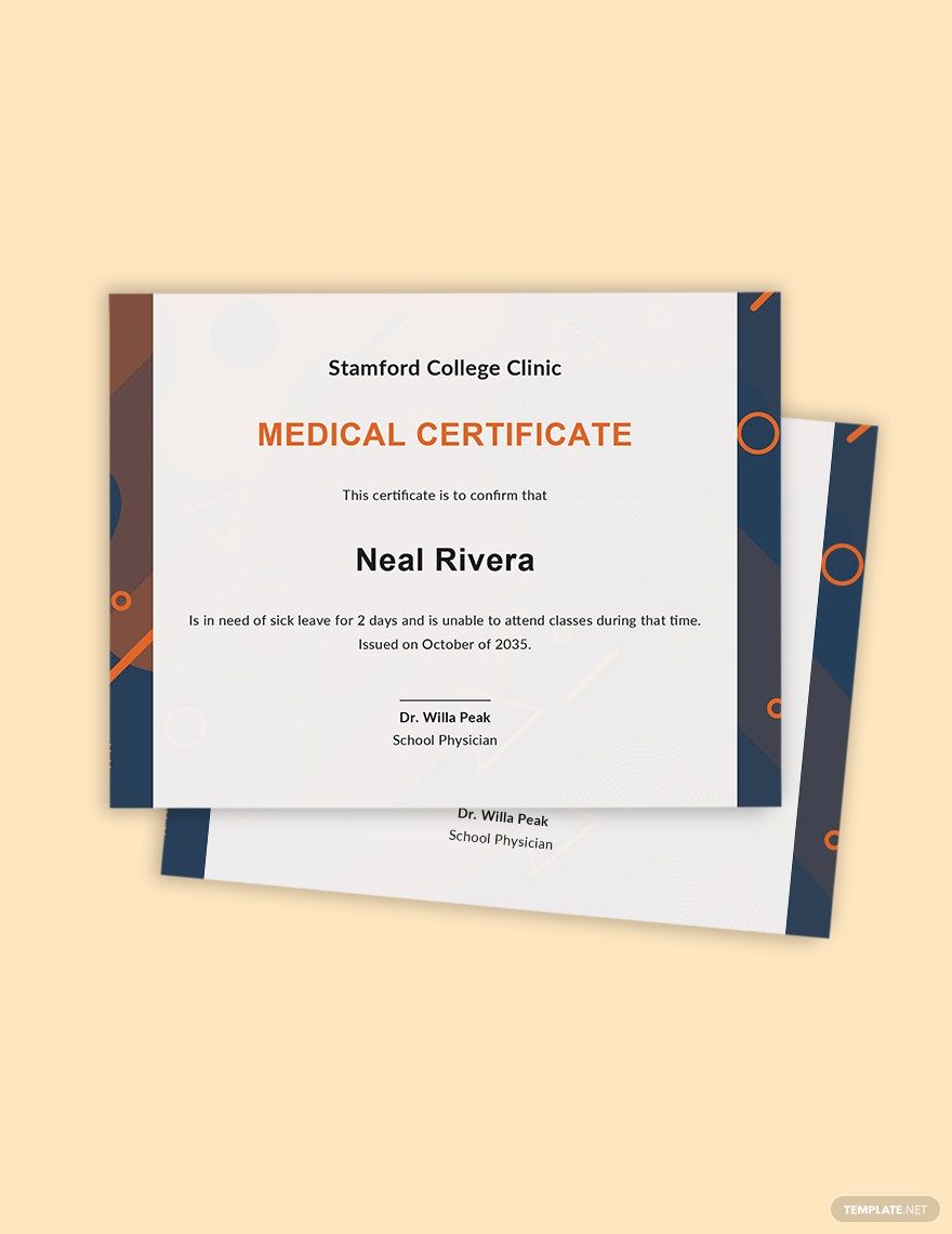 Student Medical Certificate For Sick Leave Template