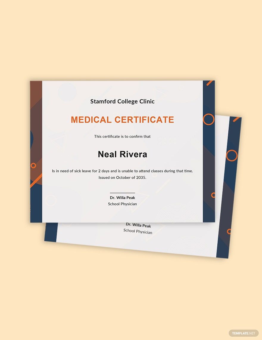 Free Student Medical Certificate For Sick Leave Template in Word, Google Docs, Google Docs, Apple Pages, Publisher