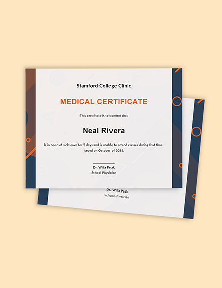 Free Student Medical Certificate For Sick Leave Template - Google Docs, Word