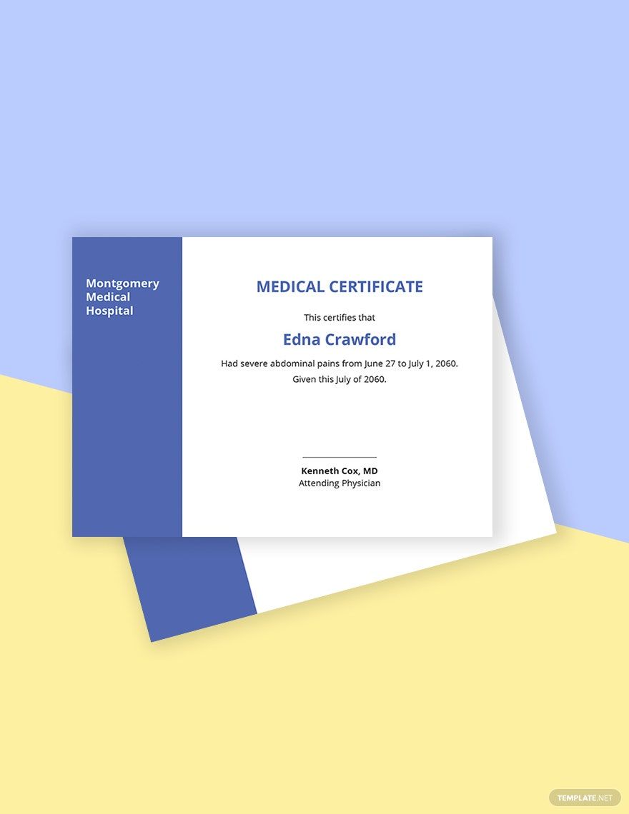 Student Medical Certificate Template in Word, Google Docs, PSD, Apple Pages, Publisher