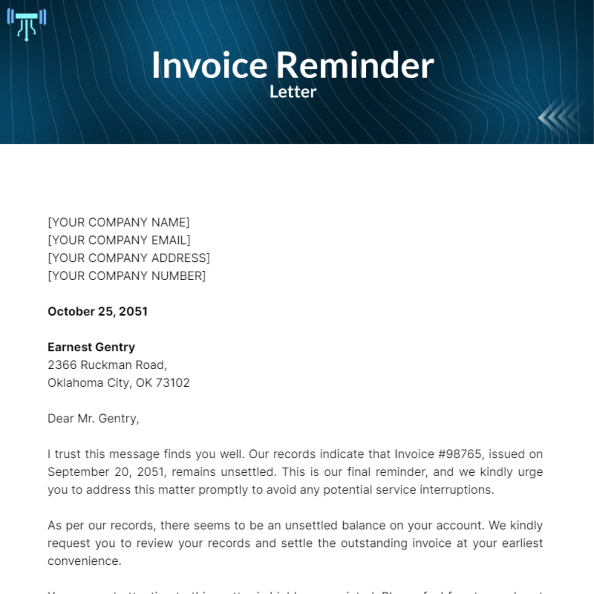 Invoice Reminder Letter Template Edit Online Download Example 