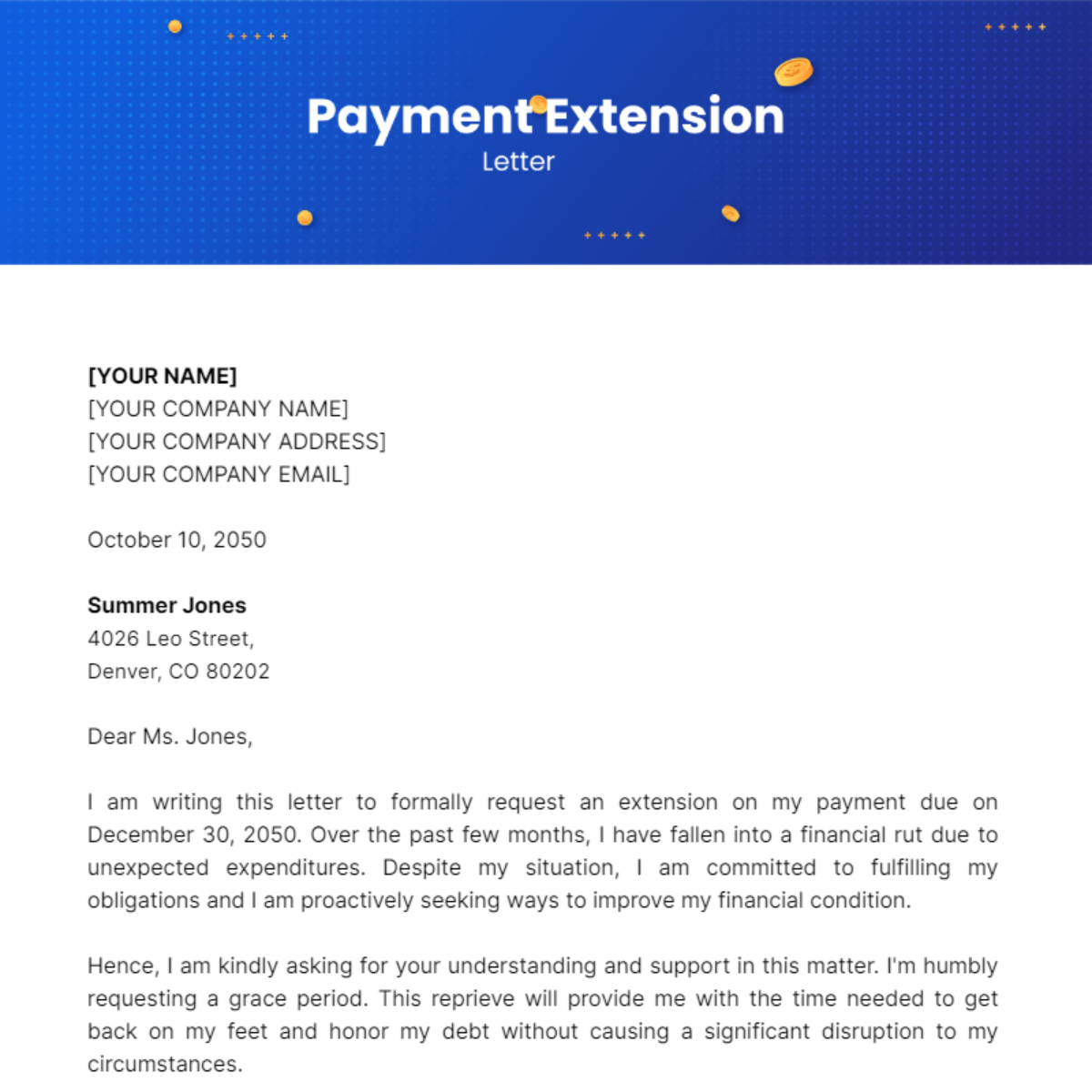 Payment Extension Letter Template