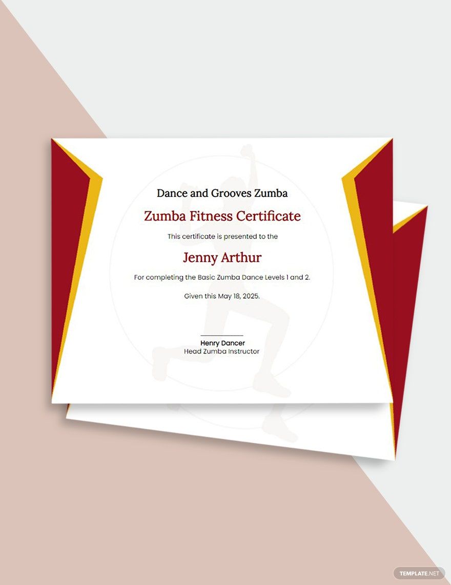 Zumba Fitness Certificate Template