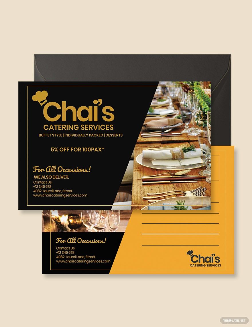 Catering Services Postcard Template