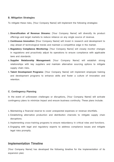 Free Startup Business Expansion Plan Template to Edit Online