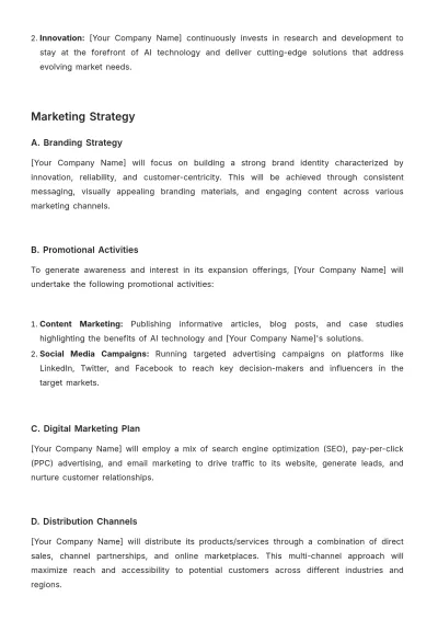 Free Startup Business Expansion Plan Template to Edit Online