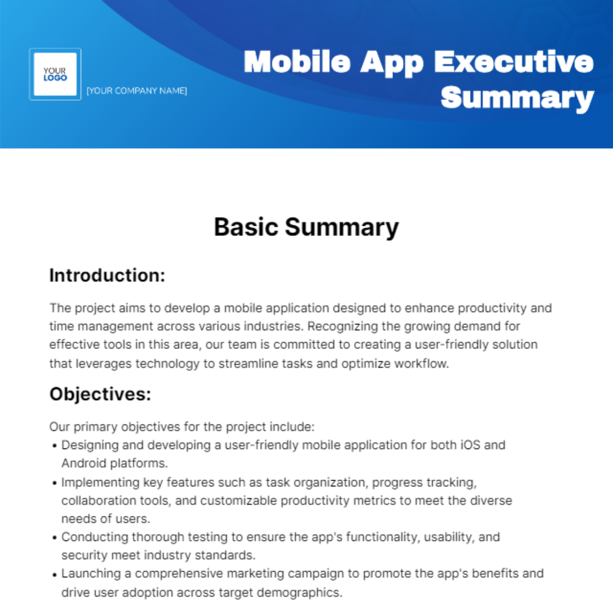 Basic Summary Template - Edit Online & Download