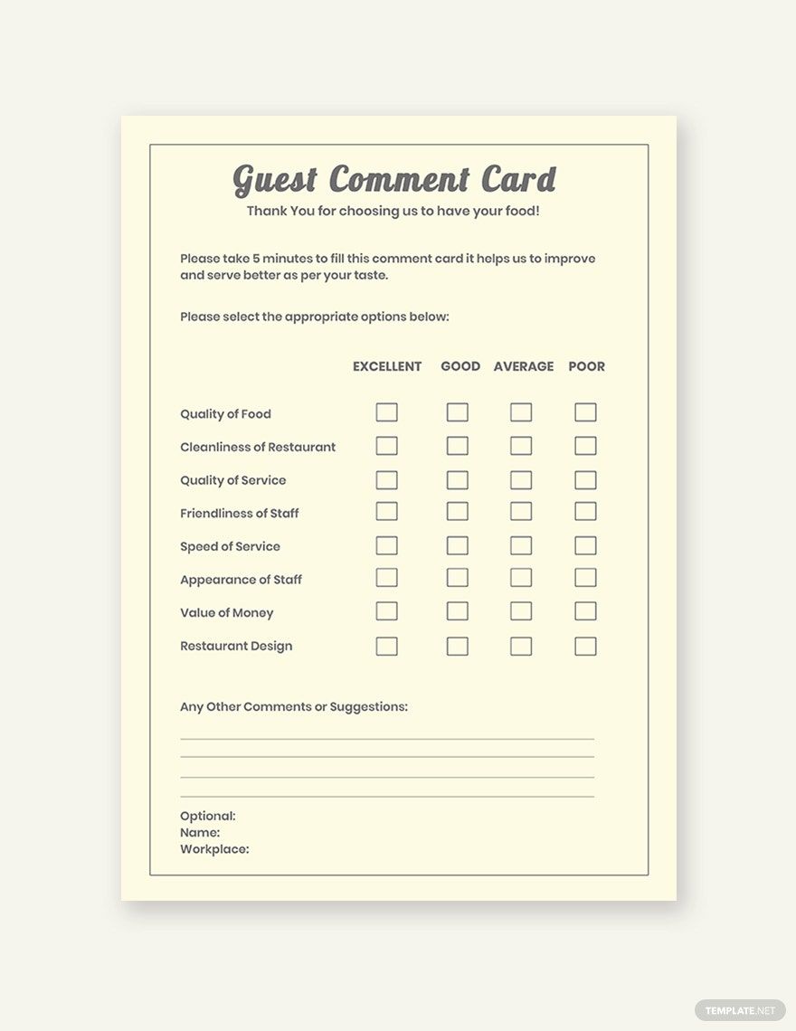 Guest Common Card Template in Word, Illustrator, PSD, Apple Pages, Publisher