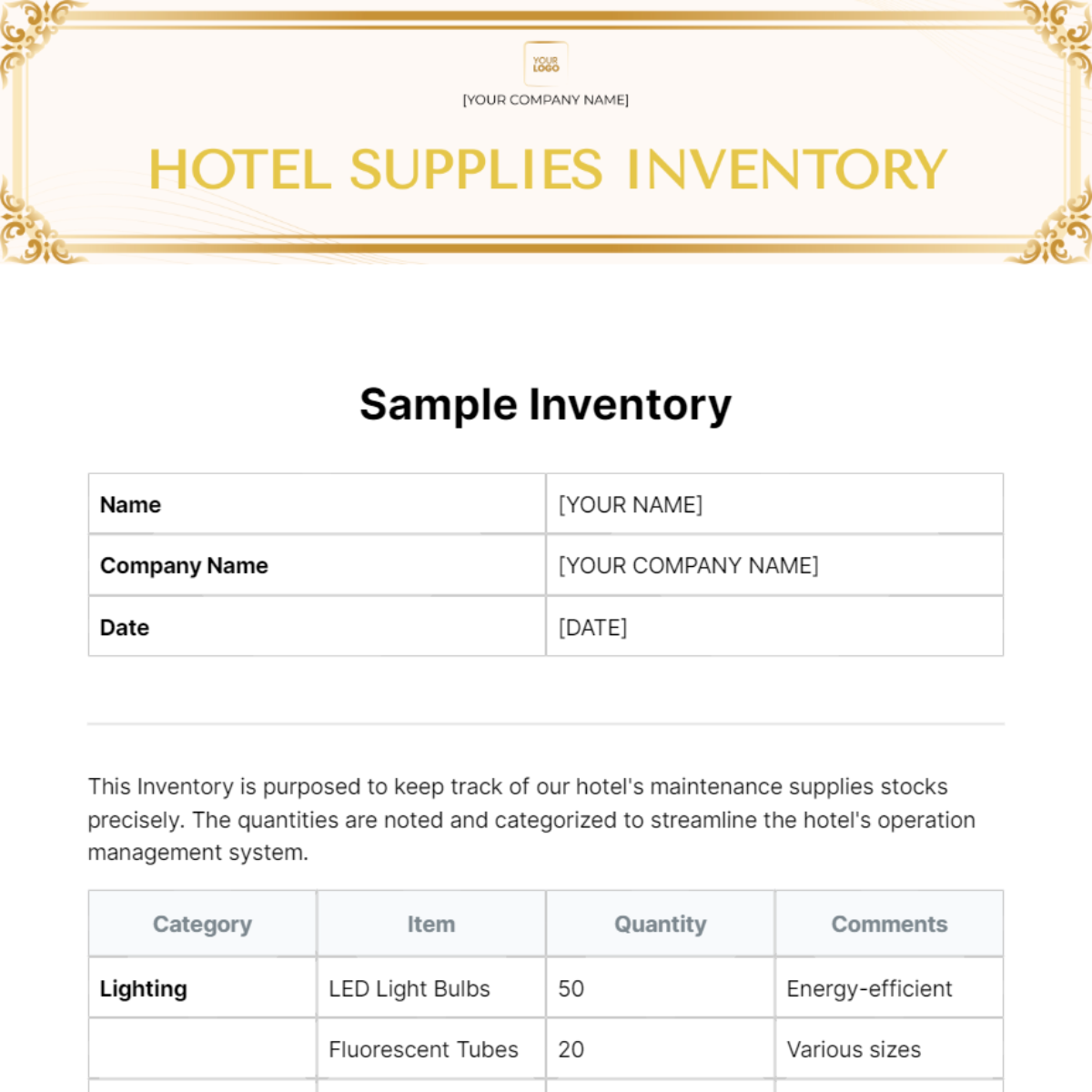 Sample Inventory Template - Edit Online & Download