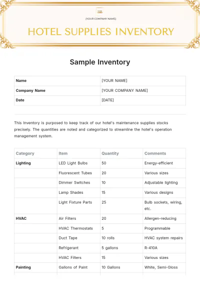 Free Sample Inventory Template to Edit Online