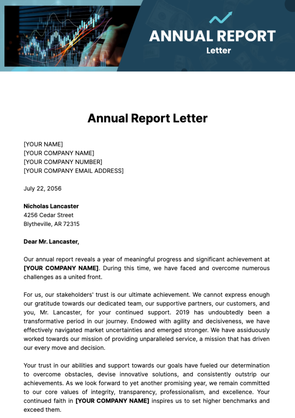 Annual Report Letter Template