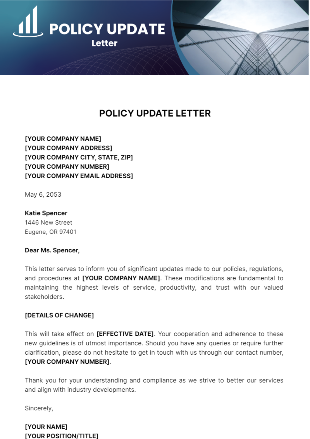 Policy Update Letter Template