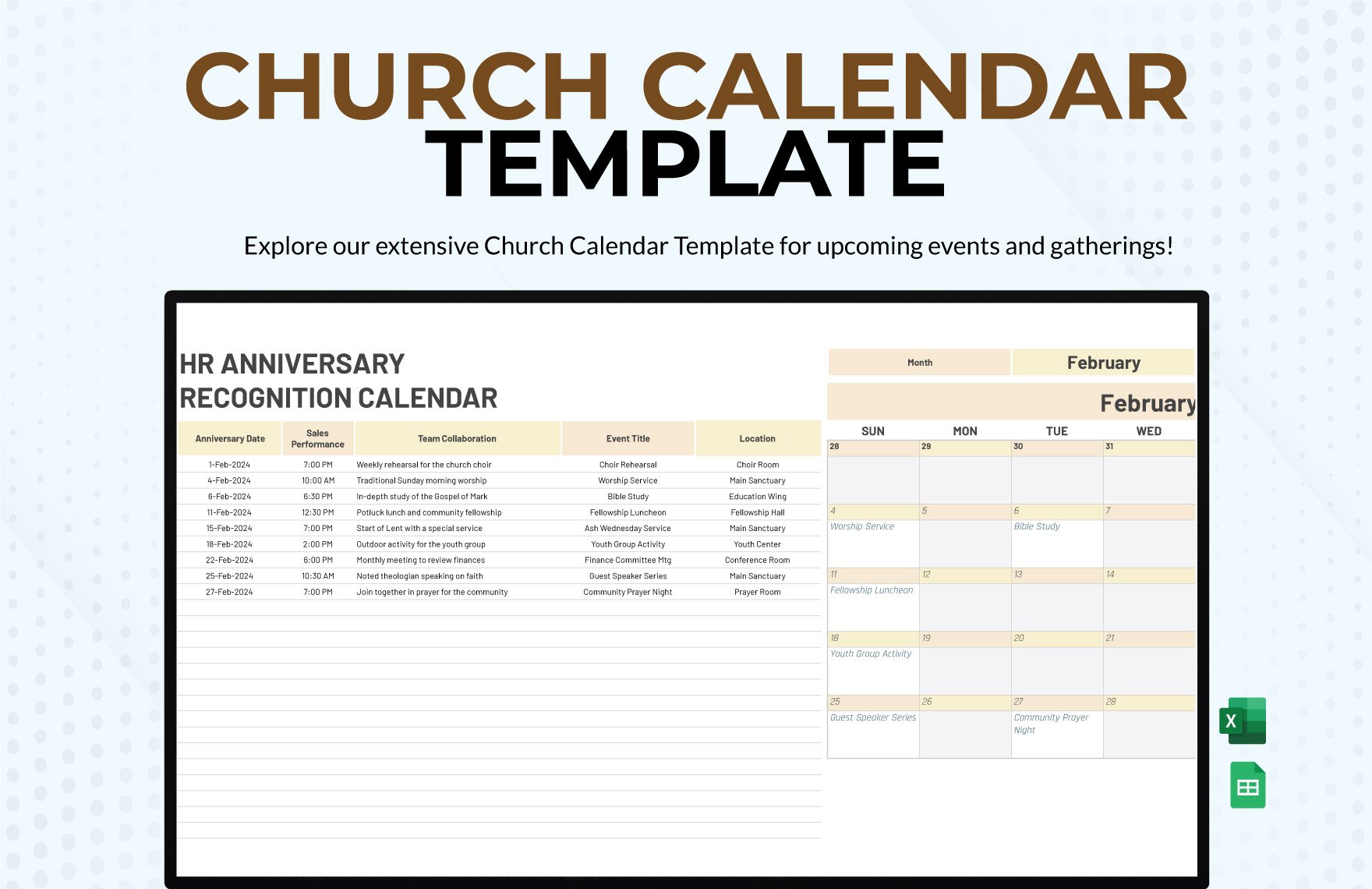 Church Calendar Template