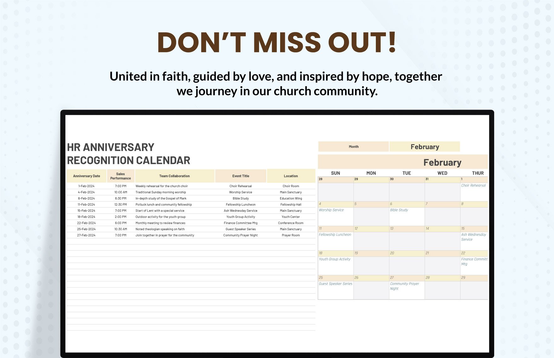Church Calendar Template