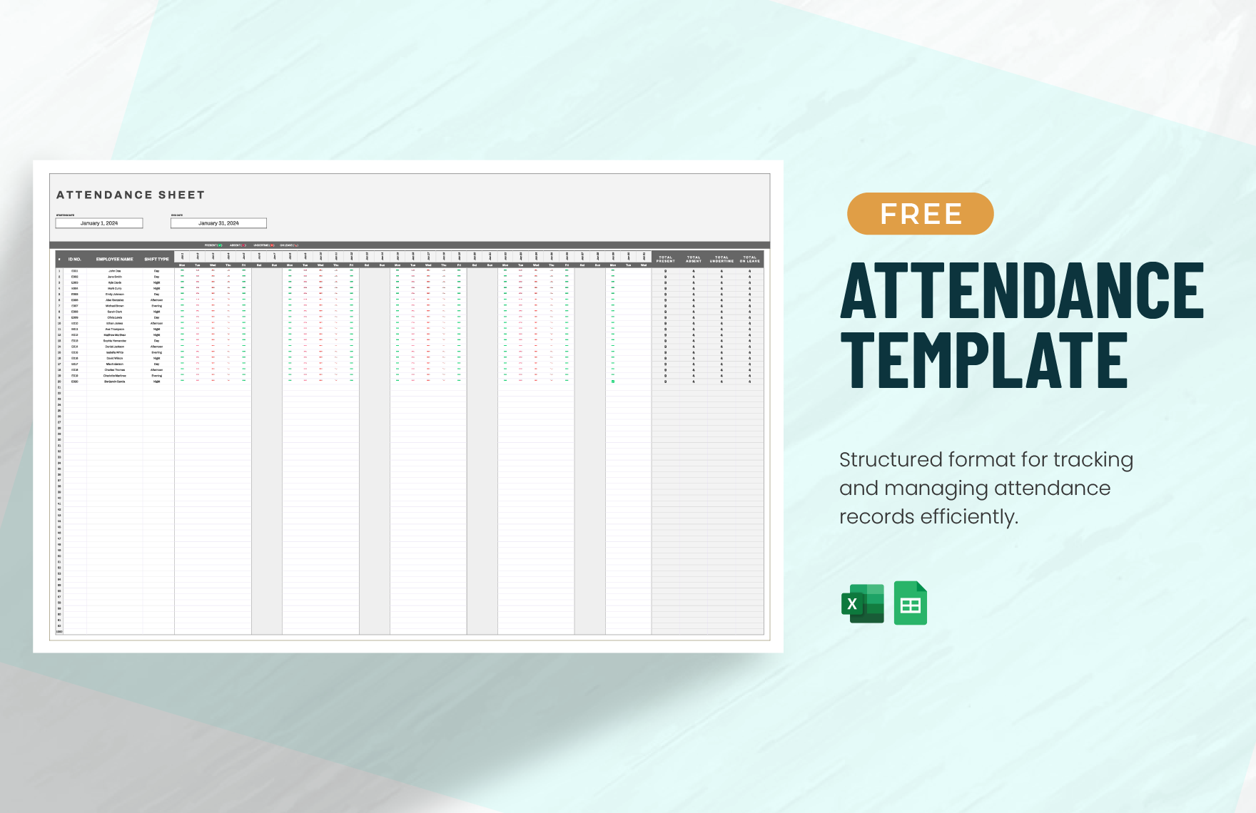 Attendance Template For Excel Attendance Template For Excel