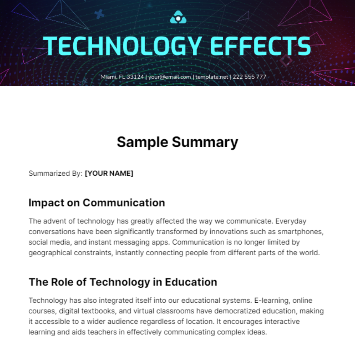 Sample Summary Template - Edit Online & Download