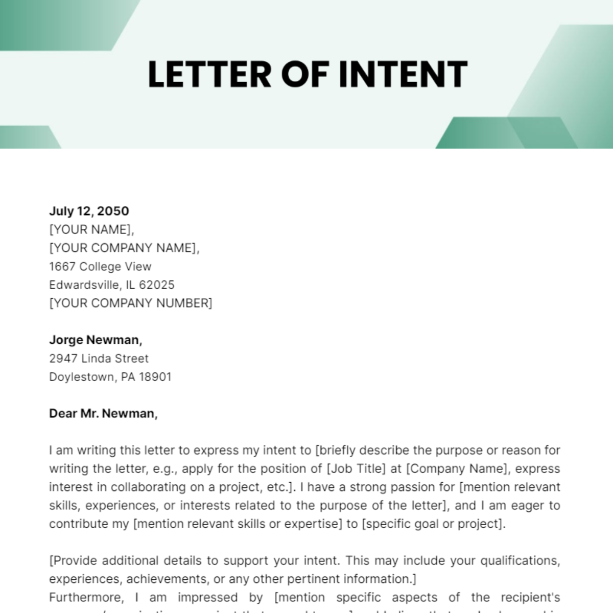 Letter of Intent Template