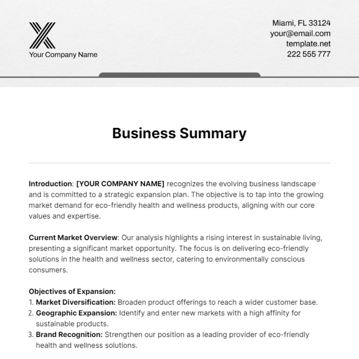 Business Summary Template - Edit Online & Download