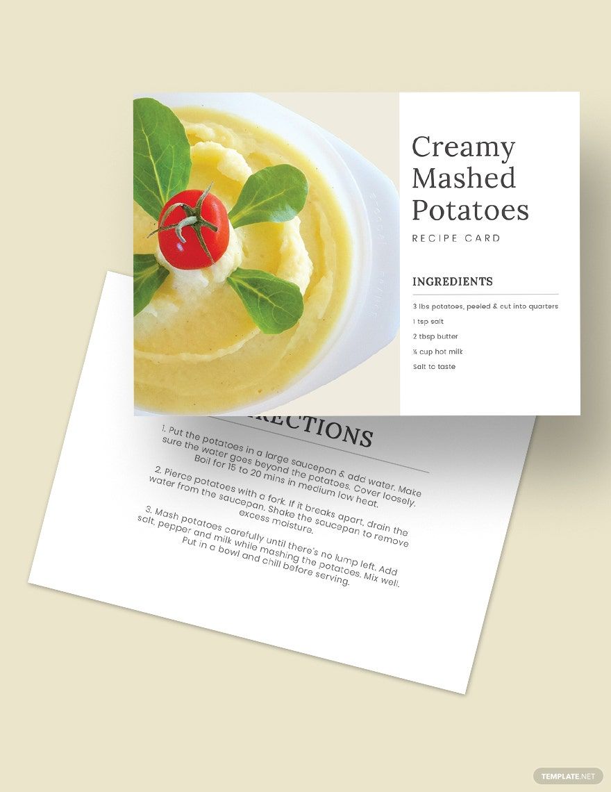 Standard Recipe Card Template In PSD Illustrator Pages Word 