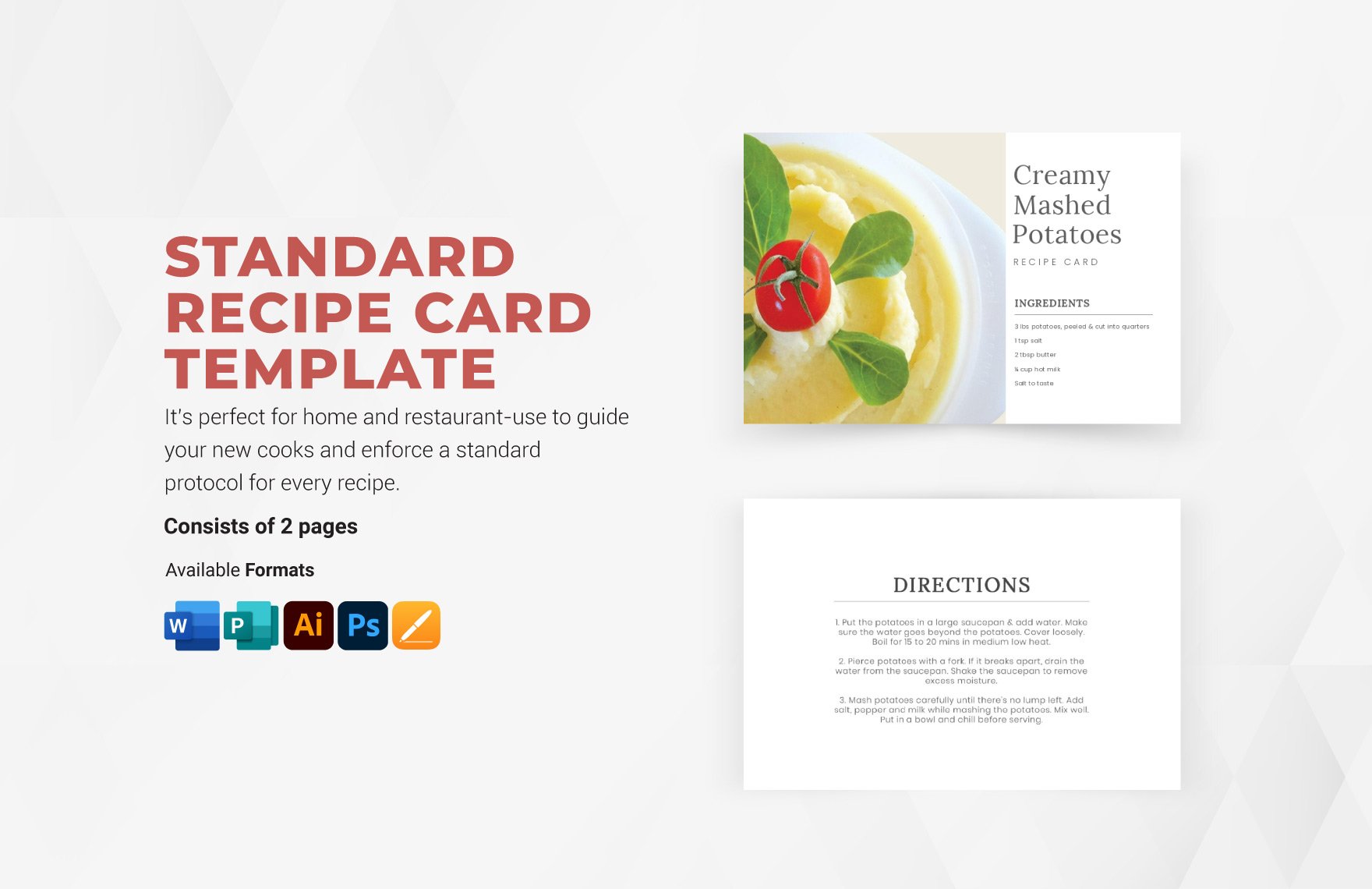 Standard Recipe Card Template in Word, Illustrator, PSD, Apple Pages, Publisher