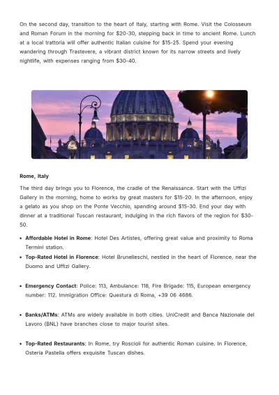 Free 5 Day Europe Trip Itinerary Template to Edit Online