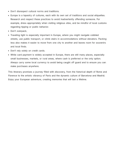 Free 5 Day Europe Trip Itinerary Template to Edit Online
