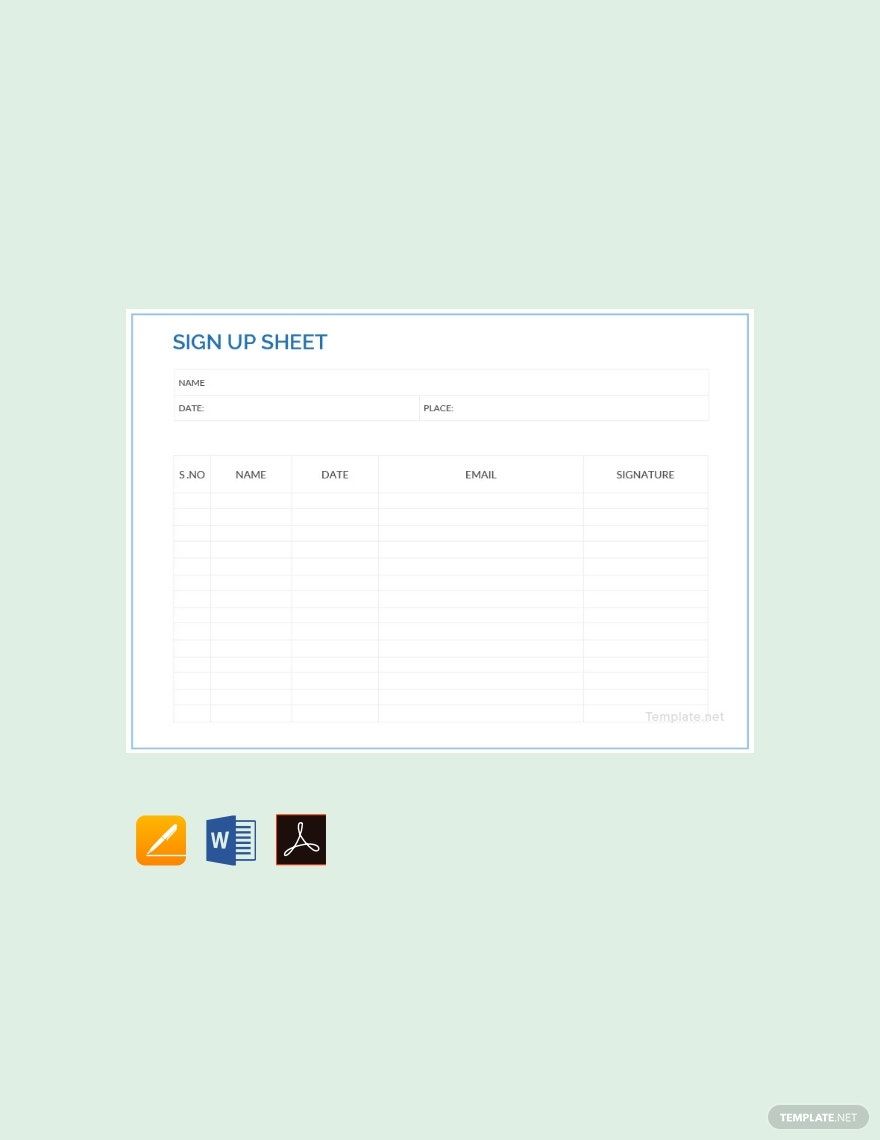 Free Sample Sign Up Sheet Template