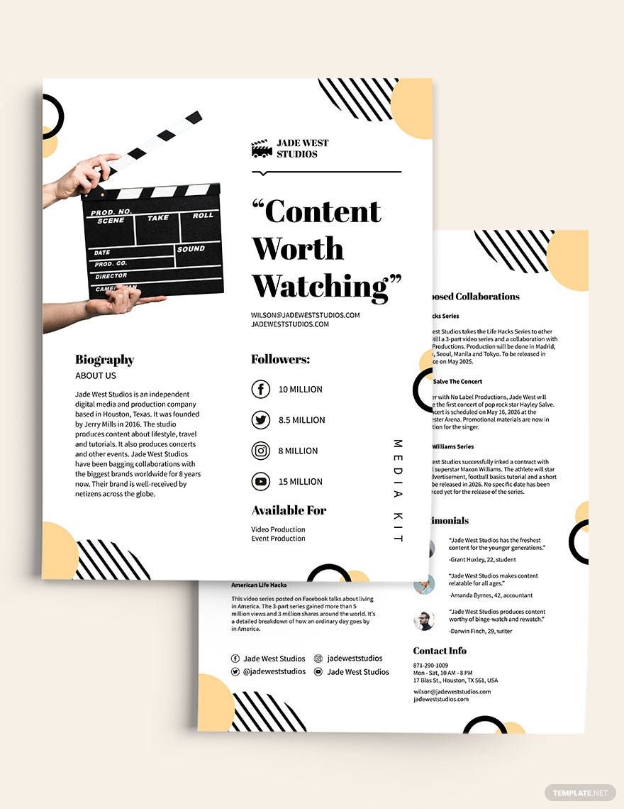 FREE Media Kit Template Download in Word, Google Docs, PDF