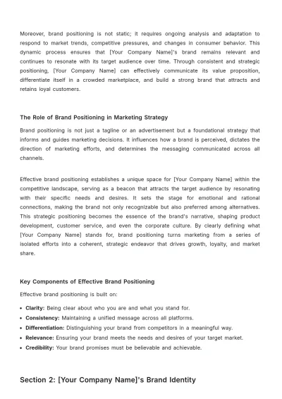 Free Startup Brand Positioning Manual Template to Edit Online