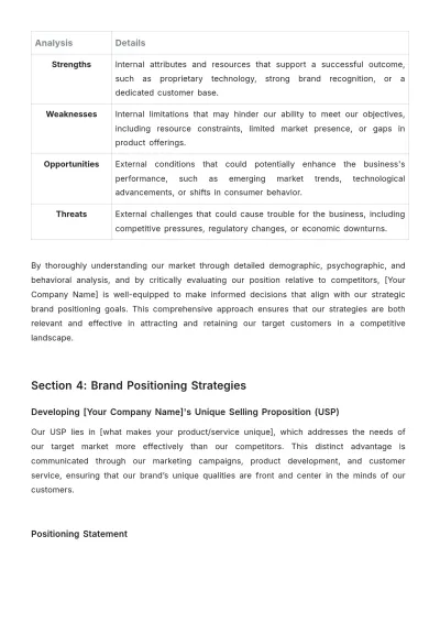 Free Startup Brand Positioning Manual Template to Edit Online