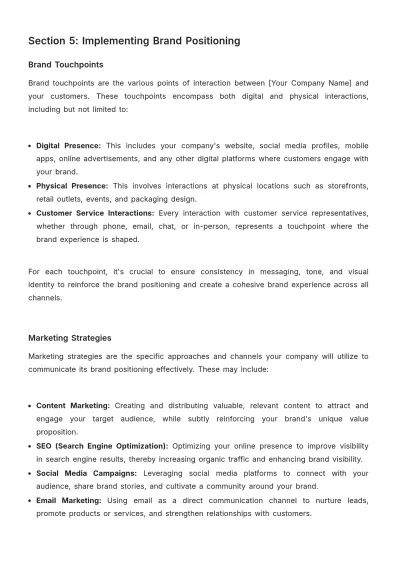 Free Startup Brand Positioning Manual Template to Edit Online