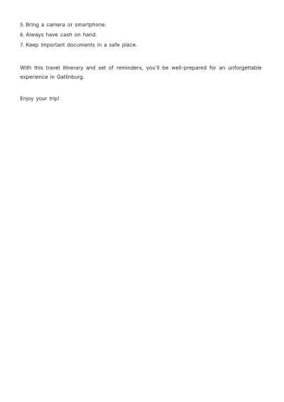 Free Gatlinburg Itinerary Template to Edit Online