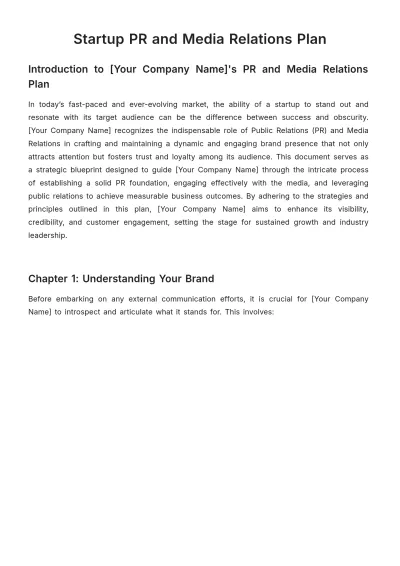 Free Startup PR and Media Relations Plan Template to Edit Online