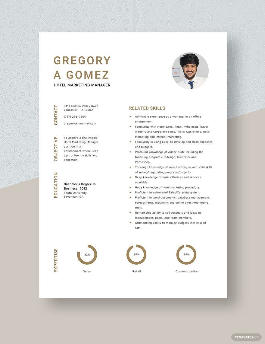 Hotel Marketing Manager Resume Template