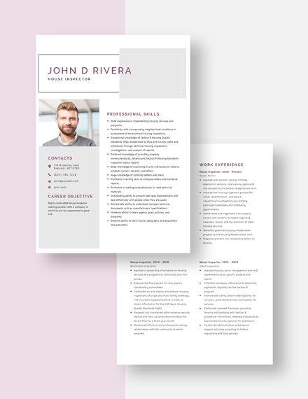 Download House Inspector Resume