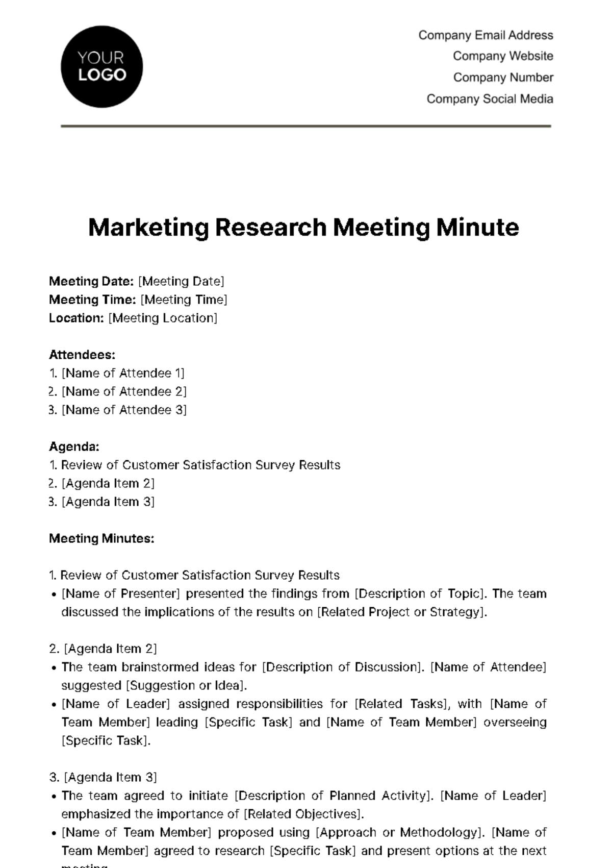 Marketing Research Meeting Minute Template