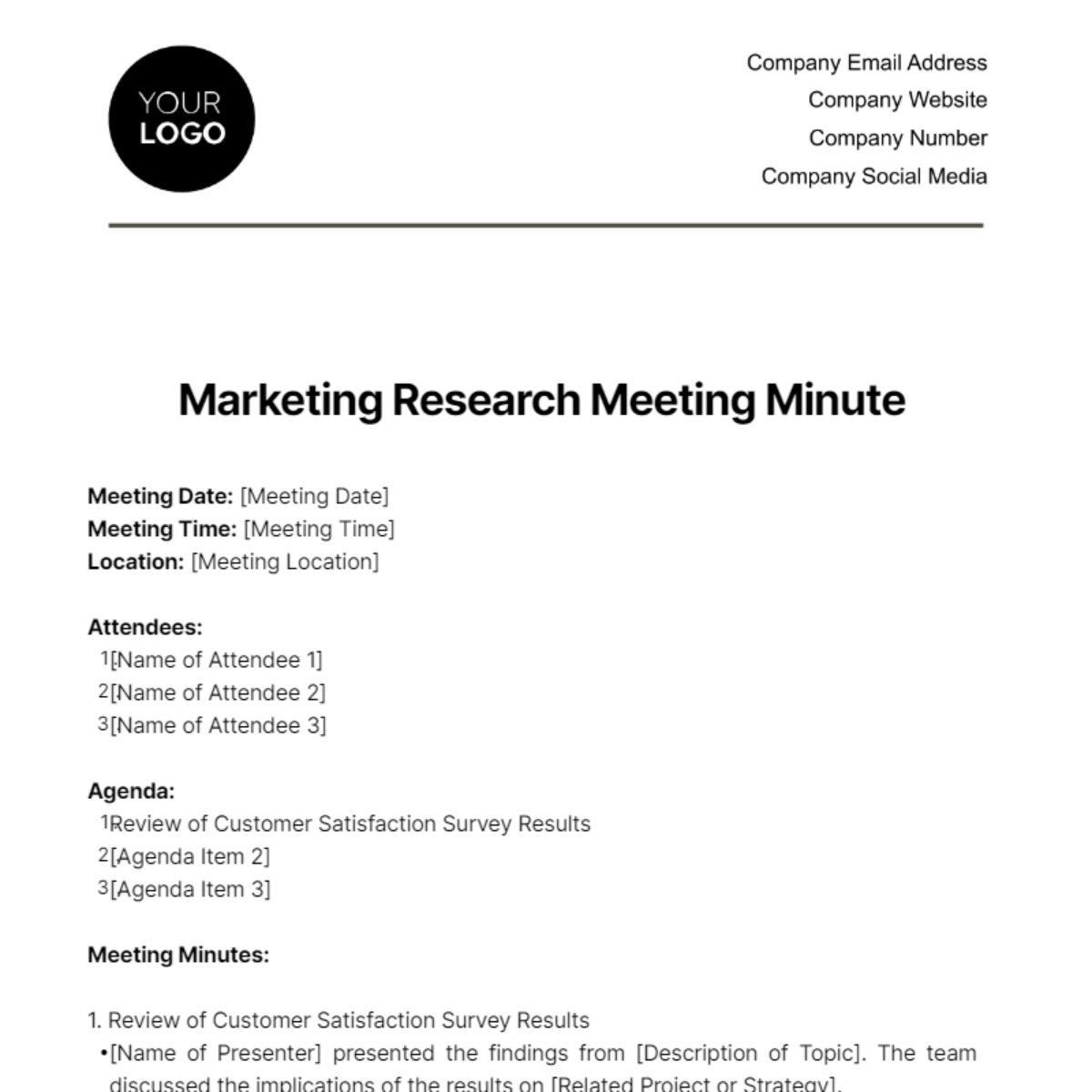 Marketing Research Meeting Minute Template