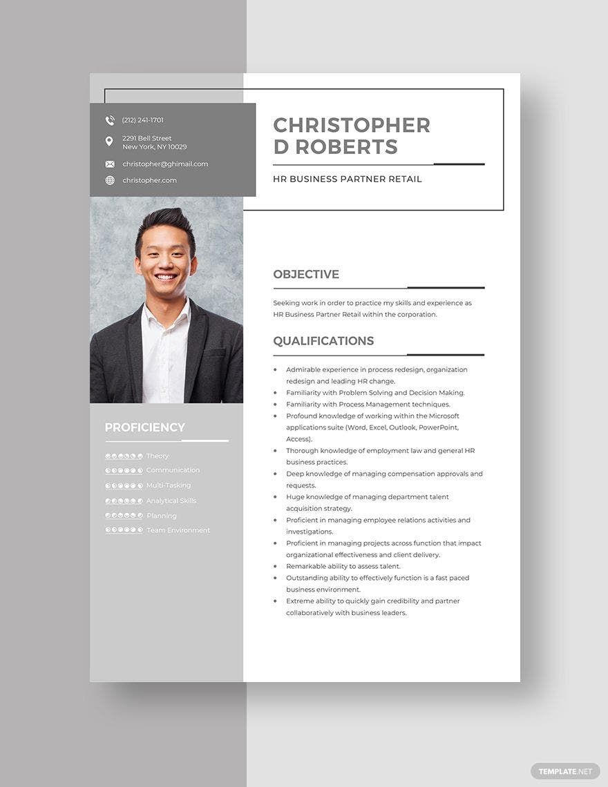 HR Business Partner Retail Resume