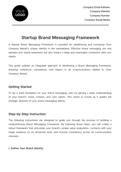 Free Startup Brand Messaging Framework Template to Edit Online