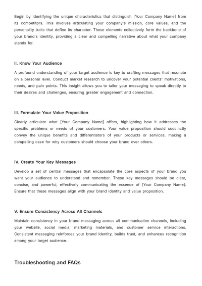 Free Startup Brand Messaging Framework Template to Edit Online