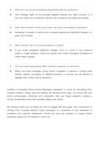 Free Startup Brand Messaging Framework Template to Edit Online