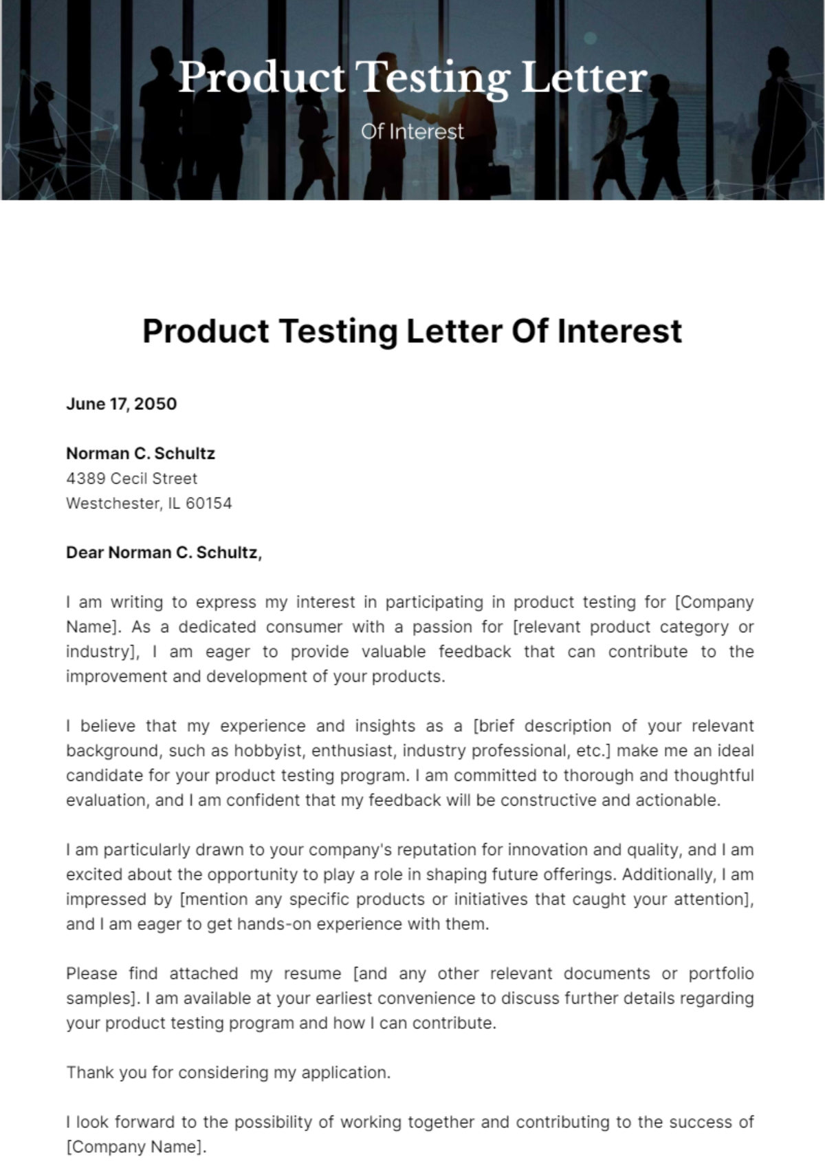 Product Testing Letter of Interest Template - Edit Online & Download